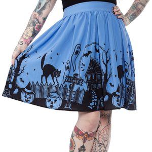 Spooky Haunted House Halloween Skirt